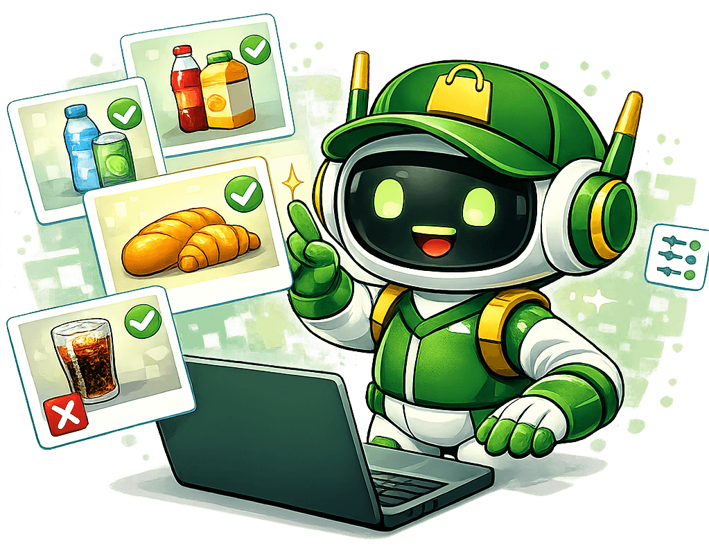 Маскот Жолаушы подбирает изображения товаров